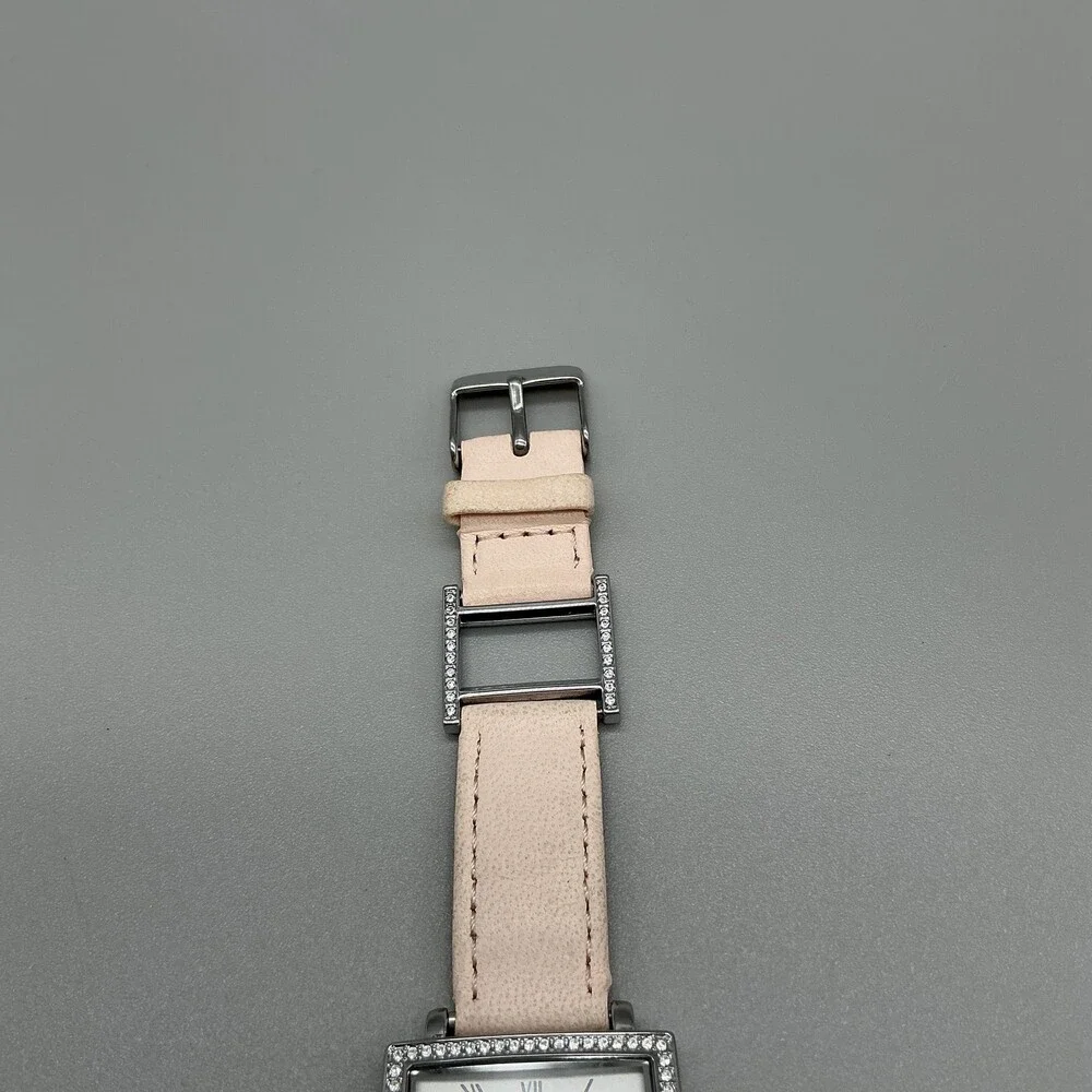 Anne Klein AK/1299 Womens Watch 28mm Silver Tone Leather Crystals New Battery